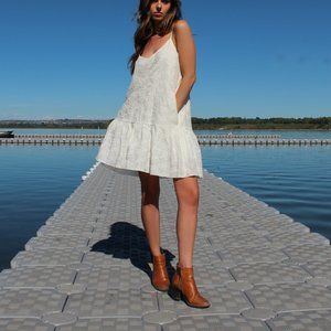 Linen Floral Floral Embroidery Dress